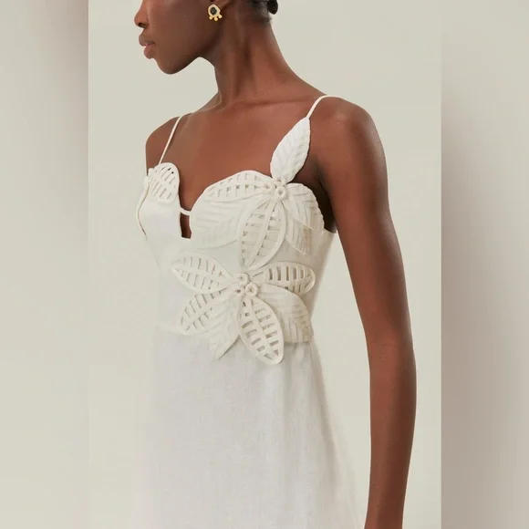 Farm Rio White 3d Flower Bodice Mini Dress - Picture 8 of 9